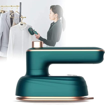 AUSEK Portable Mini Garment Steamer - Lightweight, Foldable, and Handheld Travel Iron Support Dry And Wet Wrinkle Removal in Clothes Green / 11 x 9 x 6 cm