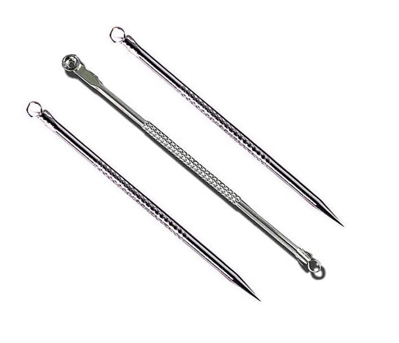Elecsera Stainless Steel Blackhead Remover Needle Round & Two Pointed Tip (Pack Of 3)