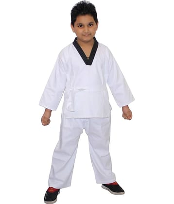 Taekwondo Costume For Boys & Girls, White Martial Arts Dress -White, 10-11 Years