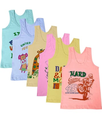 Paryag Pack of 6 Boys Cotton Blend Vest ( Multicolor 2 )