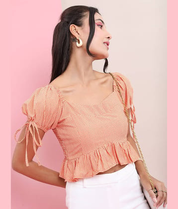 Tokyo Talkies Women's Polyester Crop Top ( Rust )