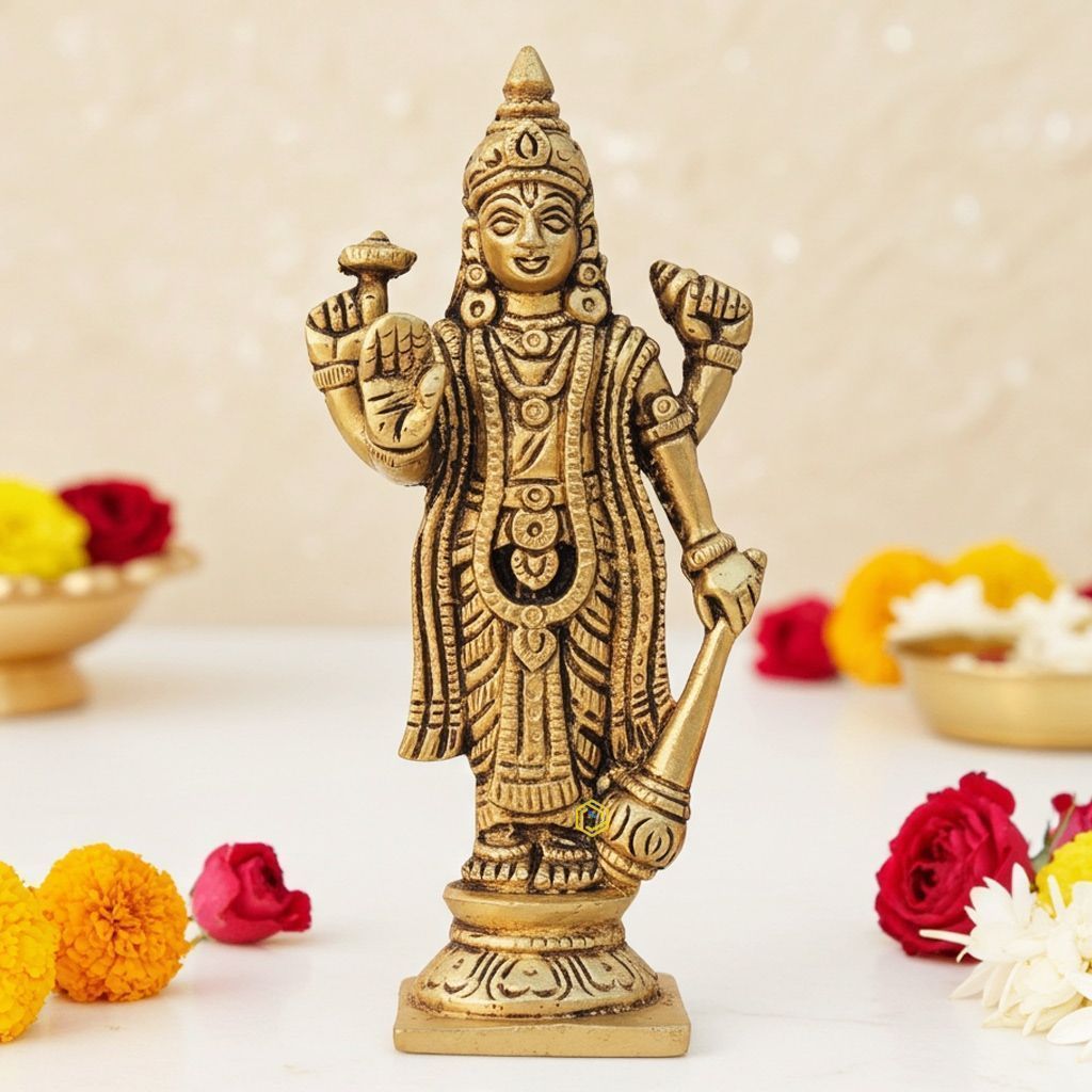 Handcrafted Brass Vishnu Ji Idol Statue - Spiritual Home Decor, Height : 5 Inch (BSMAS1597 V)