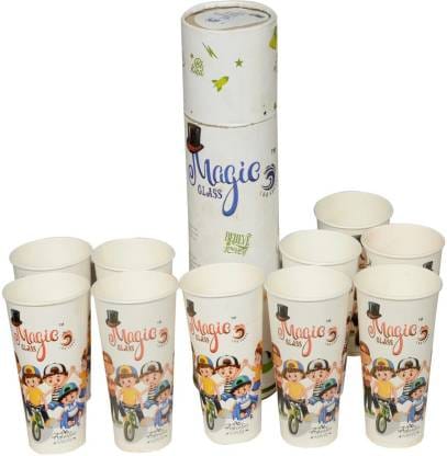 Magic Color Changing Paper Cups, Multicolor Printed Designs, Converts Normal Water to Colored Water, Reusable, 5 Count, Holi Festival Theme