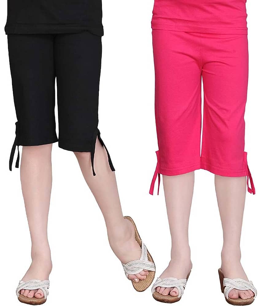 Sini Mini Girls Cotton Capris ( Multicolor )