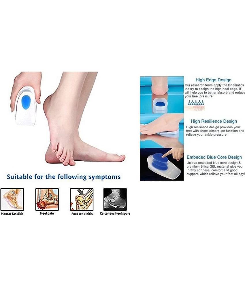 connectwide Silicone Heel Support Pad Cup Insoles, (1 Pair) Heel Cup Cushion One Size Fits all Free Size
