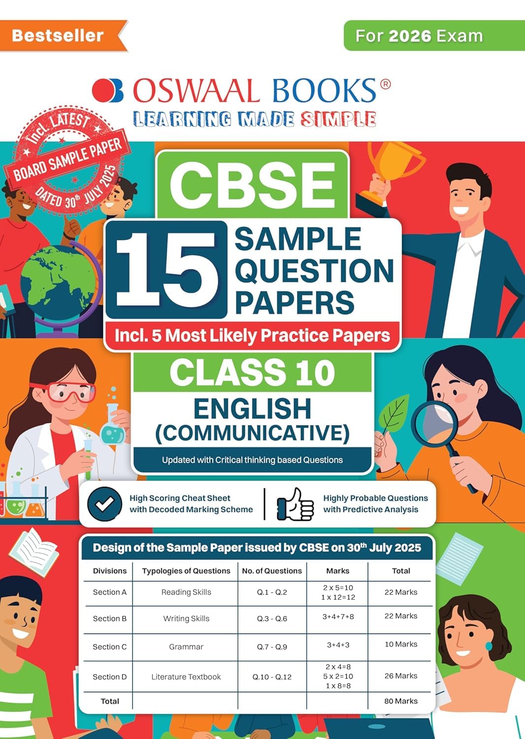Oswaal CBSE Class 10 English Communicative Sample Question Papers 2026, 15 Practice Papers with Critical Thinking Questions [Paperback] oswall books pvt.ltd