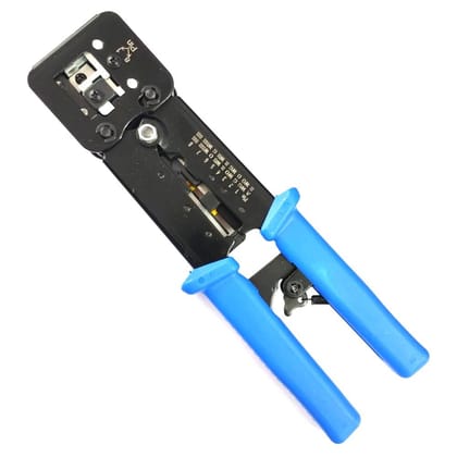 EZ RJ45 Crimping Tool with Round Cable Stripper Professional Pass Through Crimper for Cat5/Cat5e/Cat6/RJ11/RJ12 Connectors