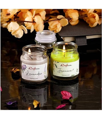 eCraftIndia Jasmine and Lavender Votive Jar Candle Scented - Pack of 2