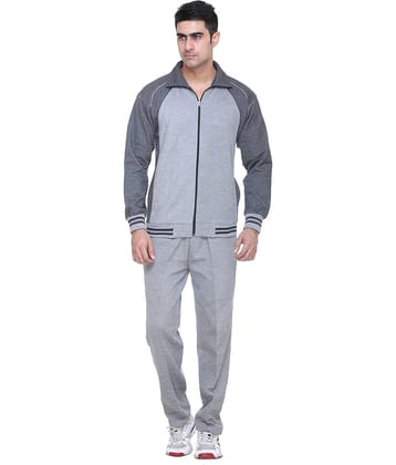 Warm Up Grey Melange Polyester Regular Fit Men's Tracksuit ( Pack of 1 )