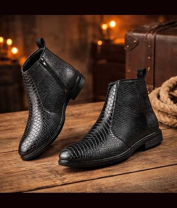 AIRBELL 05-COBRA-BLACK Black Men's Chelsea Boots