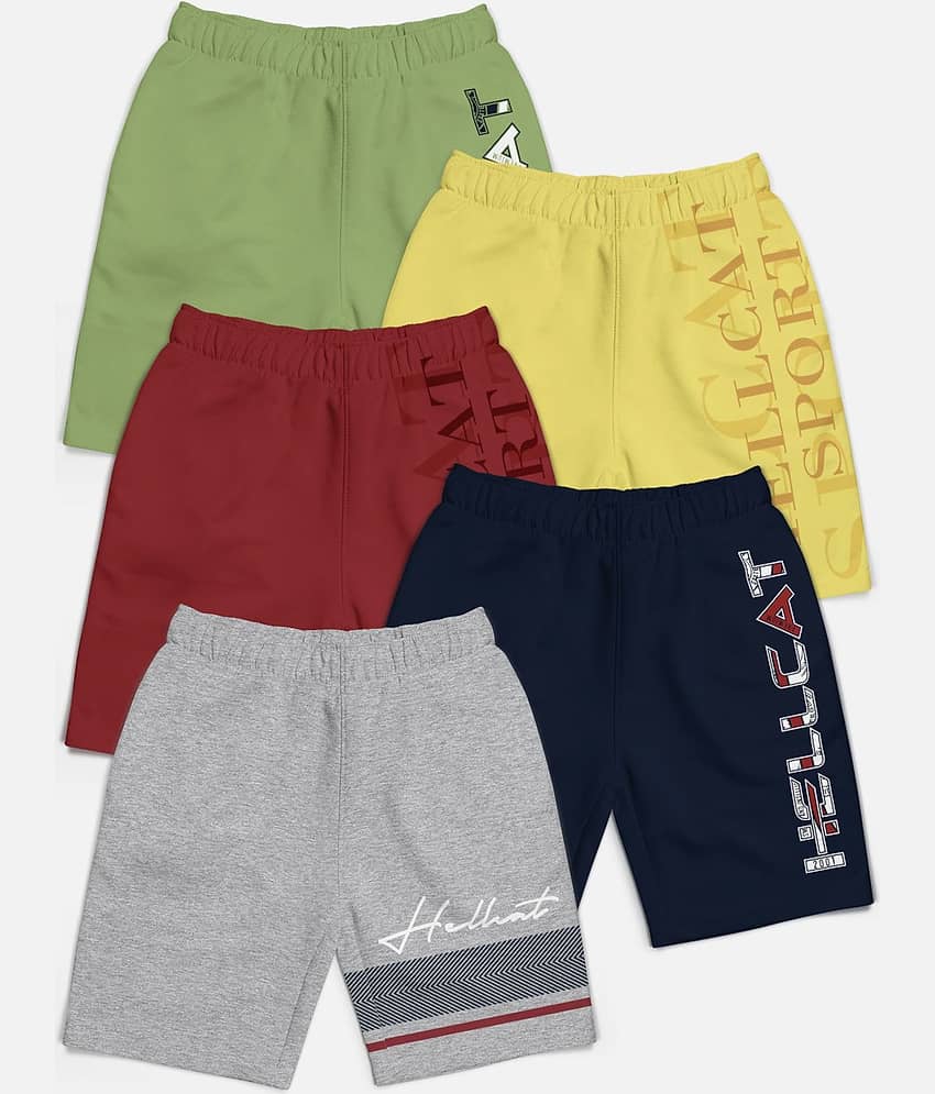 HELLCAT Pack of 5 Cotton Blend Shorts For Boys ( Multi Color )