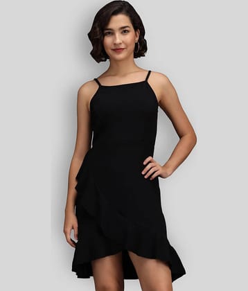 Addyvero Women Cotton Blend Solid Fit & Flare Dress ( Black )