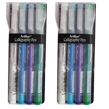 Artline Pastel Calligraphy Cool Colours - Green, Purple, Blue, White X 2 Packs | For Cards, Sketching, Lettering & Music