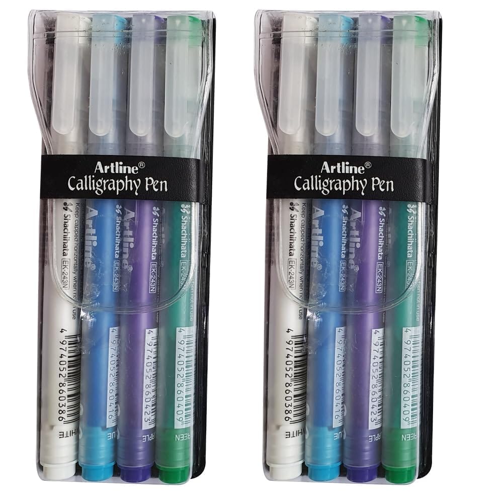 Artline Pastel Calligraphy Cool Colours - Green, Purple, Blue, White X 2 Packs | For Cards, Sketching, Lettering & Music