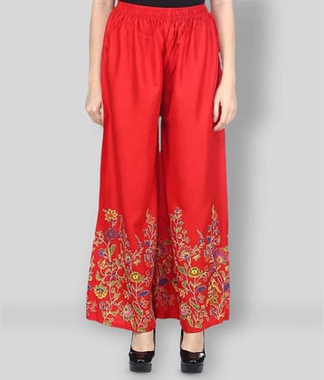 no br - Red Rayon Flared Women's Palazzos ( Pack of 1 )