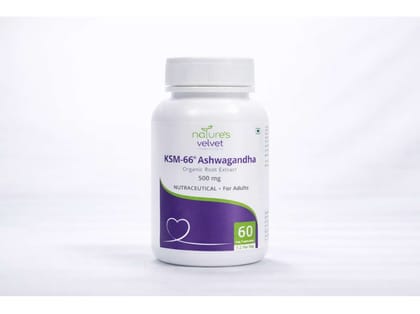 Natures Velvet KSM-66 Ashwagandha Extract 500 mg 60 Veg Capsules for Stress Relief, Stamina, Anxiety Support and Immunity Booster Natures Velvet KSM-66 Ashwagandha Extract 500 mg 60 Veg Capsules for Stress Relief, Stamina, Anxiety Support and Immunity Booster