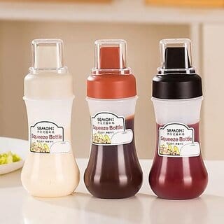 2 pcs Squeeze Bottle Condiment Bottles Hot Sauce Dispenser 350 ml Spray Bottle (Pack of 2, Multicolor, Plastic)