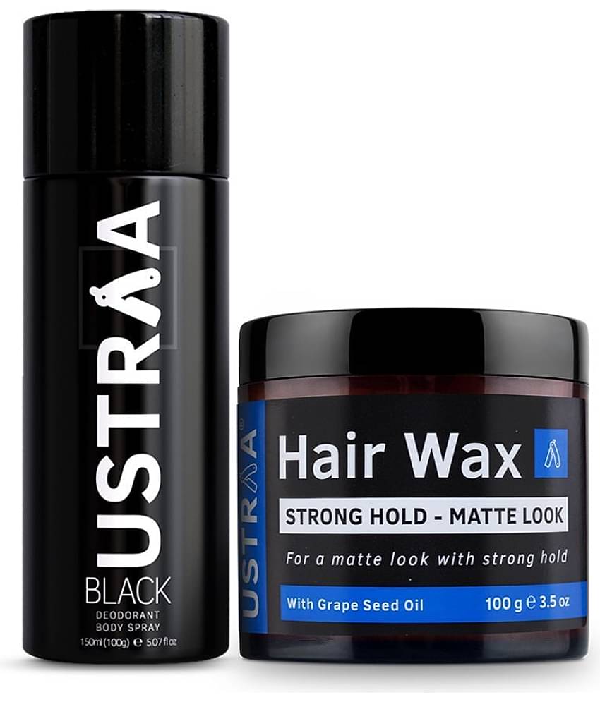 Ustraa Black Deodorant - 150ml & Hair Wax Matt Look Strong Hold -100g
