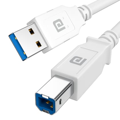 Portronics PrintLink 3 Printer Cable with USB Type-A to USB Type-B Male Connectors, 3 Meters / 10 Ft Long, High-Speed Transfer Cord for Printers & Scanners