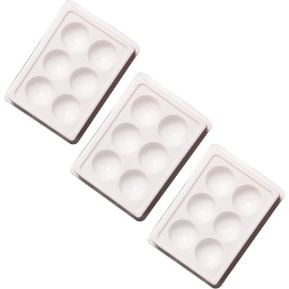 Elecsera Facial Cosmetic 6 Cups Tool Tray Plastic Washable For Salon, White Colour Tray (Pack of 3)
