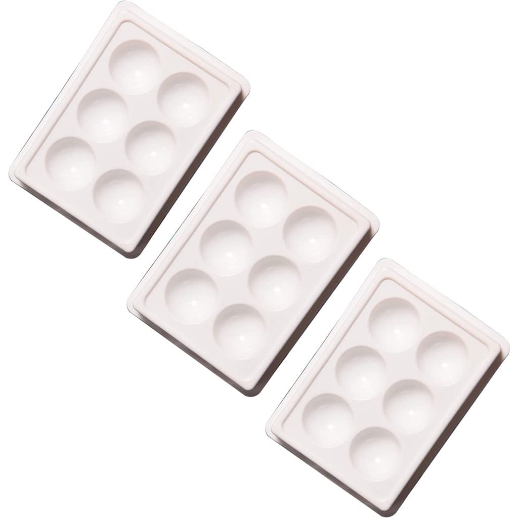 Elecsera Facial Cosmetic 6 Cups Tool Tray Plastic Washable For Salon, White Colour Tray (Pack of 3)