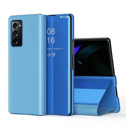Oppo Reno 6 5G Clear View Electroplate Mirror Protective Leather Flip Cover with Glass  Premium, Stylish, and Durable Case for Ultimate Protection and Functionality.