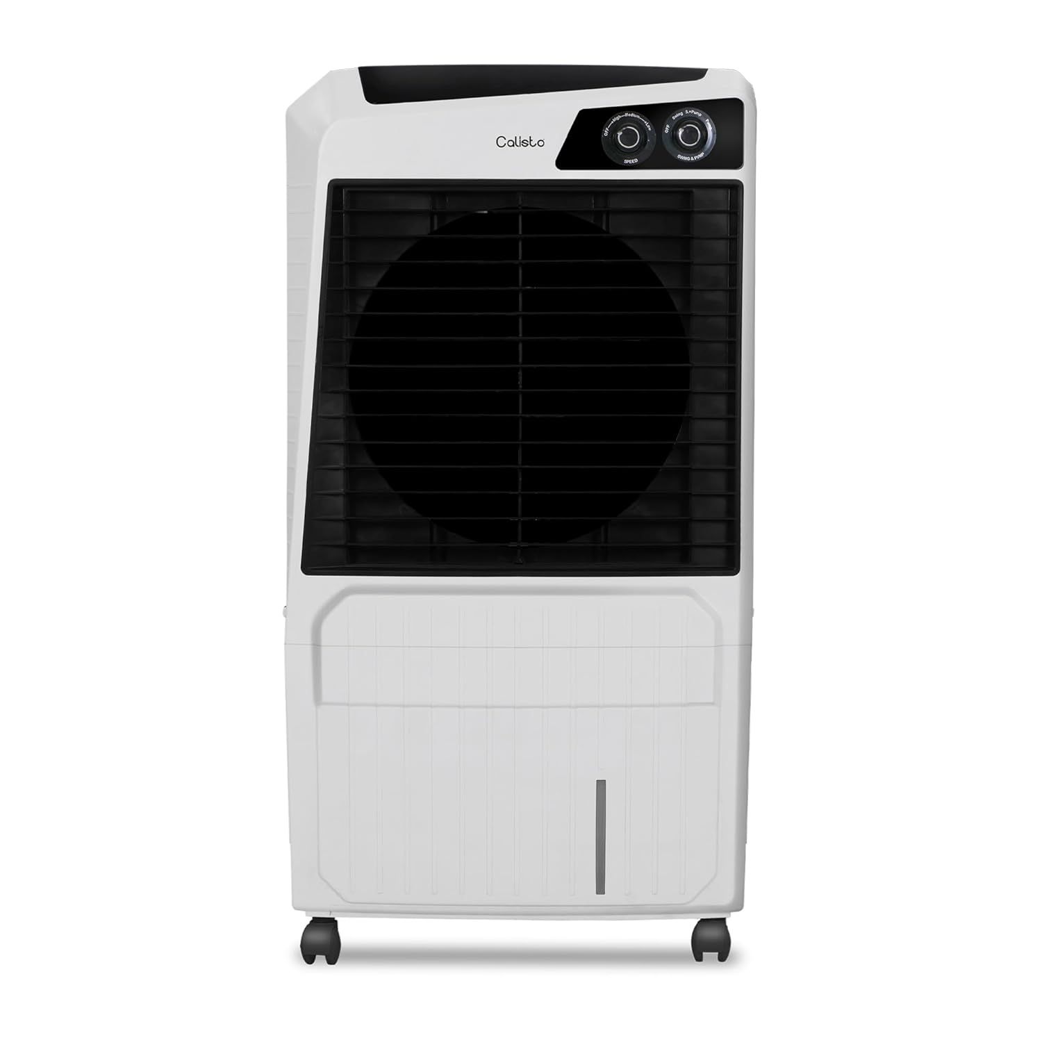 Hindware Smart Appliances Calisto 105L, Desert Air Cooler with Woodwool Pads, Inverter Compatible, Castor wheels and motorized air flow control & High Air Delivery (White & Black)