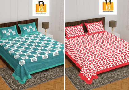 2201-Hometrade India- Standard Double Size (90*100 in )-Combo Double Bedsheet