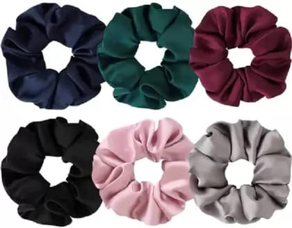 Elecsera Satin Scrunchies Cute Hair Bands Ties for Women Girls (6 Pcs Satin Scrunchies) Rubber Band (Multicolor)