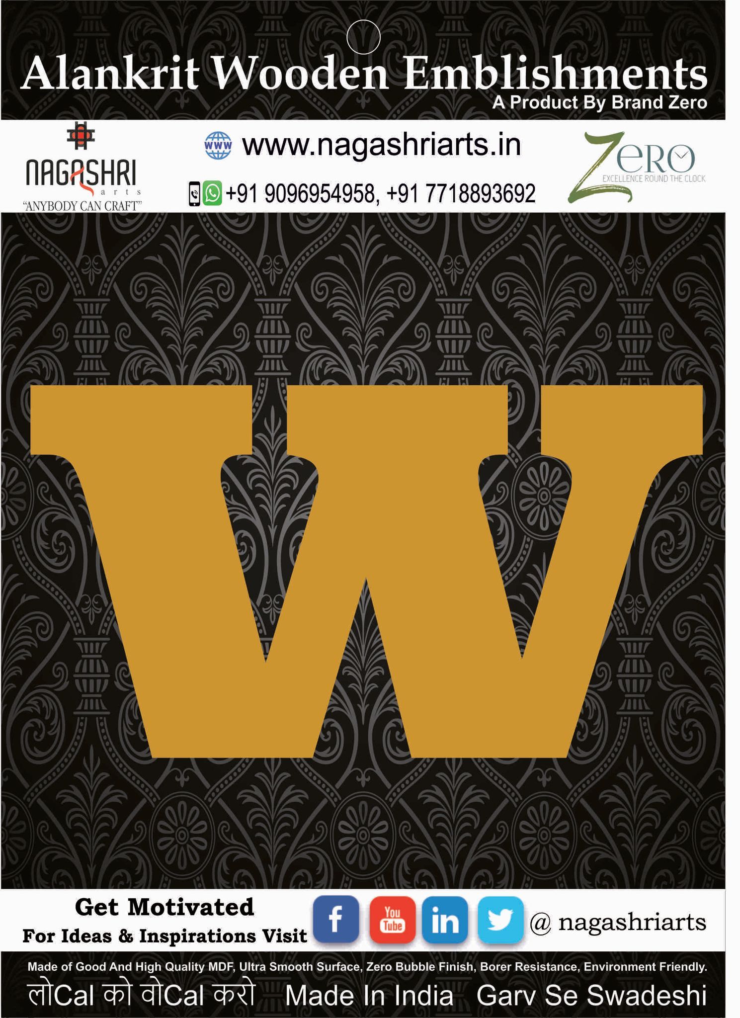 Brand Zero Alphabets, Numbers, Monograms - Lower Case W - CLBBT Font - Select Your Preference