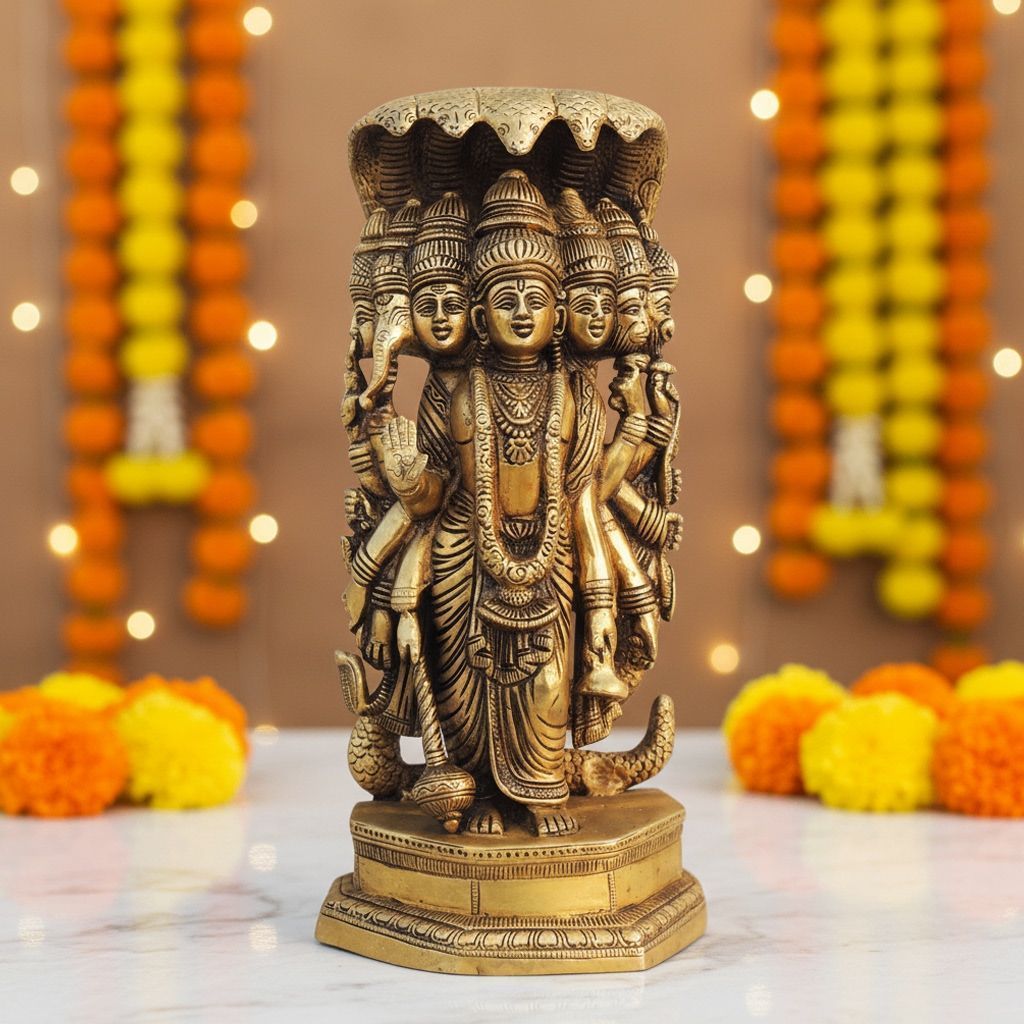 Brass Vishnu Dashavatara Murti – Traditional Brass Religious Decor, Height : 13 Inch (BSMAS1708 F)