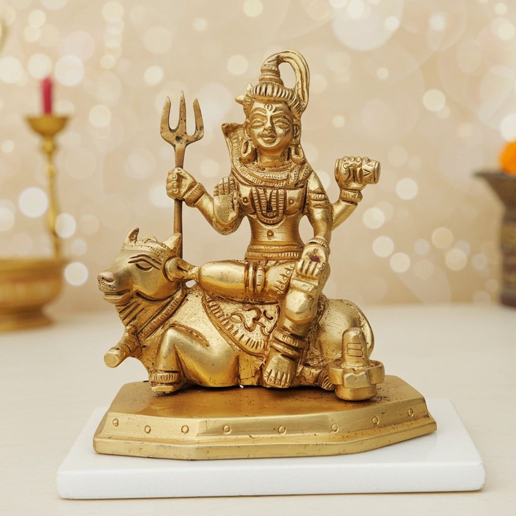 Brass Shiv Ji Statue - Traditional Brass Idol, Height : 4.5 Inch (BSMAS835 A)