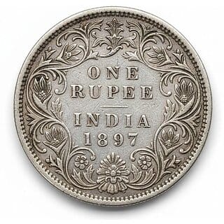 One Rupee 1897 Victoria Queen, British India Silver-plated old Coin Edition