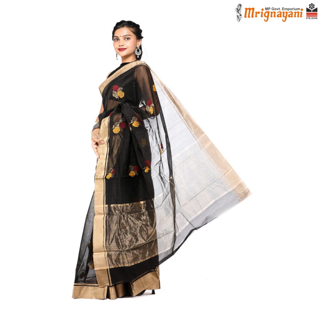 HANDLOOM CHANDERI SILK SAREE WITH BLOUSE (SKU - 1SC110310522, SAREE-1093)