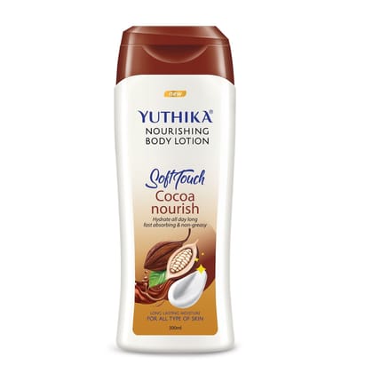 Yuthika Cocoa Nourish Body Lotion 300ml, Soft Touch Cocoa Body Lotion for Long Lasting Moisture & Soothing Skin
