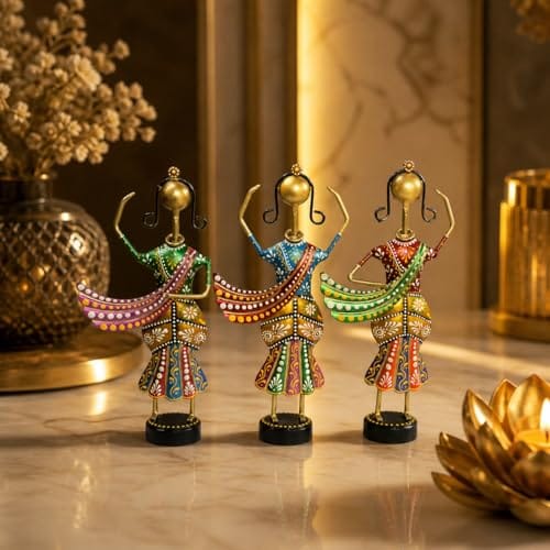 Decoration Items for Living Room, Rajasthani Dancing Lady Showpiece, Aesthetic Home Decor for Living Room Tabletop
