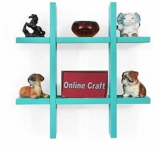 Onlinecraft Ch2991 Wooden Wall Shelf Mota Plus Blue Wooden Wall Shelf (Number Of Shelves - 6, Blue)