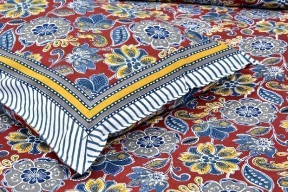 3001-Hometrade India-Standard King Size (90*108 Inches) Double Bedsheet With 2 Pillow Cover-RJ-14-Jaipur lining-3583