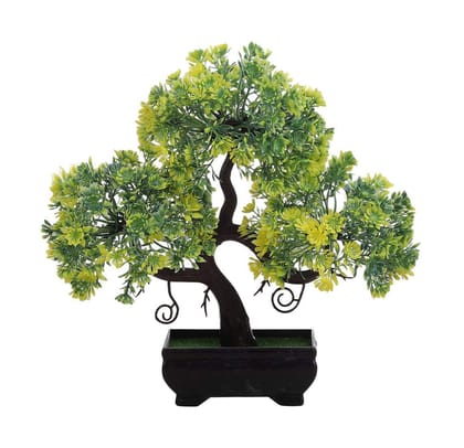 Foliyaj Polyester & Polyester Blend Artificial Plant with Pot (23 cm x 10 cm x 23 cm, FYJ-PT-B-SSHPGRNYELFLW)