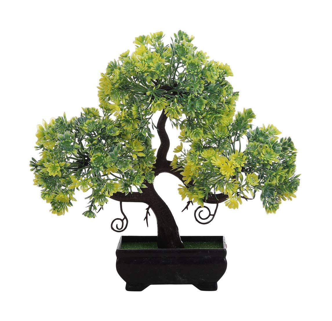 Foliyaj Polyester & Polyester Blend Artificial Plant with Pot (23 cm x 10 cm x 23 cm, FYJ-PT-B-SSHPGRNYELFLW)