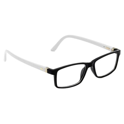 Hrinkar Plastic Full Rim Rectangle chasma frame Kids Boy & Girl - HFRM-BK-WT-17
