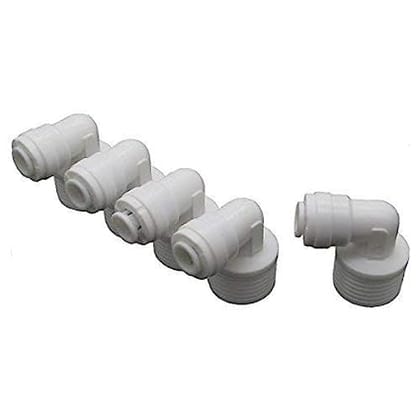 Type Elbow Male Thread 1/2"-1/4" Water Filter Quick Connect Fitting for RO Valve Filter Pack of 5