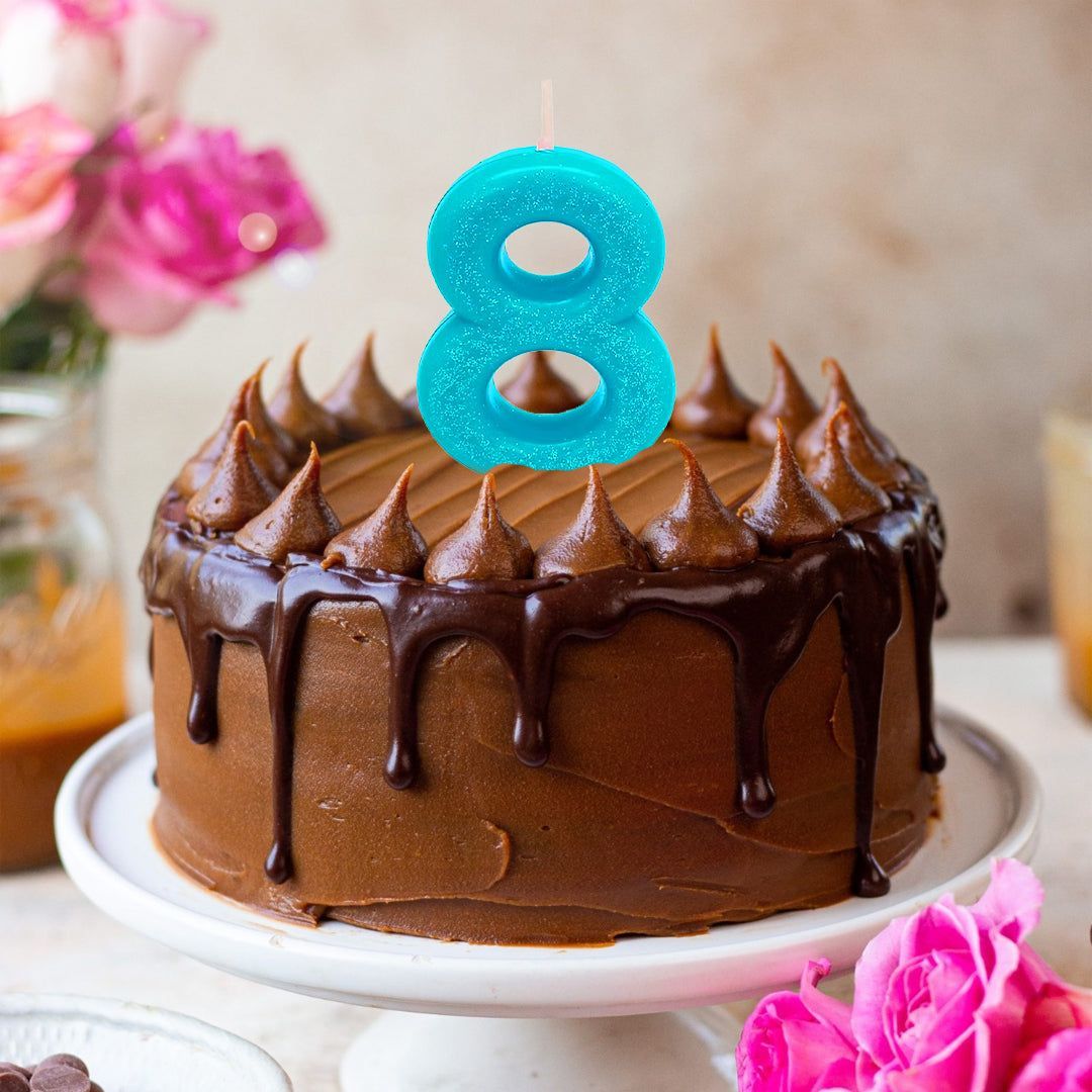 Number 8 Glitter Candle - 1PC