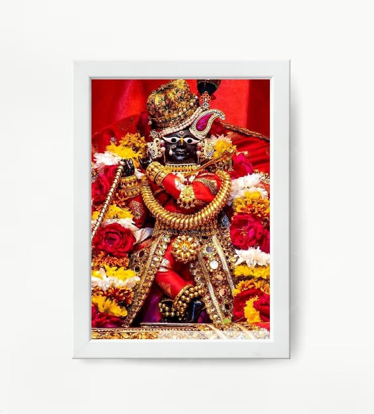 NOKKES Radha Raman Ji Vrindavan Radha Raman Thakur Ji White Photo Frames Religious Photo frame 5X7 Inch Photo Frame_QWW72