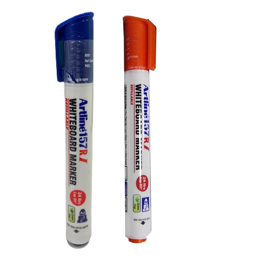 Artline 157RI Whiteboard Marker Pack of 10 (Blue and Red Colours) | Quick Drying, Dry Wipe Ink, Low Odor