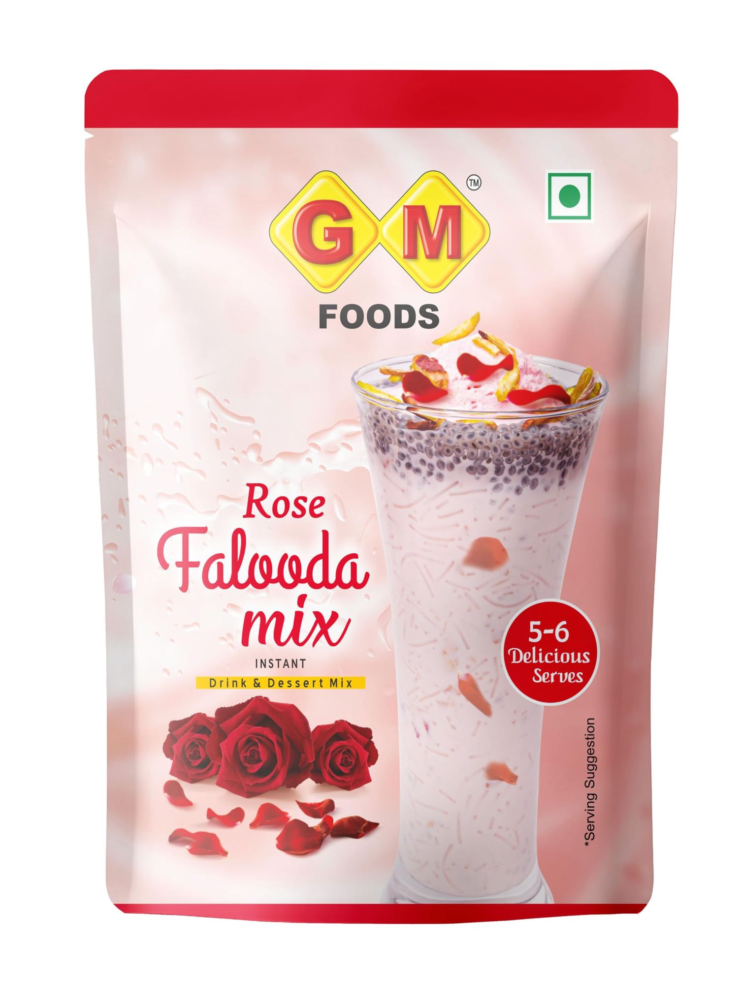 GM Foods Rose Falooda Mix 160g (Pack of 1) | Instant Drink & Dessert | Rich, Smooth & Creamy Texture | Delicious Indian Dessert & Refreshing Taste | Easy to Make | No Added Colours & Preservatives