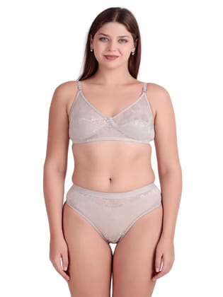 SLINGKINI Pack of 1 Net/Mesh Bra & Panty Set For Women ( Light Grey )