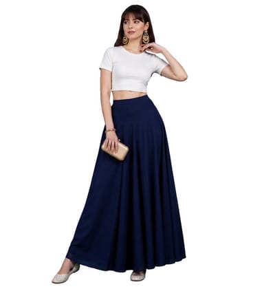 Generic Women's Georgette Solid Mid-Rise Wide Leg Flared Palazzo Pants with Elastic Waist, Ankle Length Trousers for Daily, Office and Casual Wear (Navy Blue, L, Pack of 1, Design 67552) Generic Women's Georgette Solid Mid-Rise Wide Leg Flared Palazzo Pants with Elastic Waist, Ankle Length Trousers for Daily, Office and Casual Wear (Navy Blue, L, Pack of 1, Design 67552)