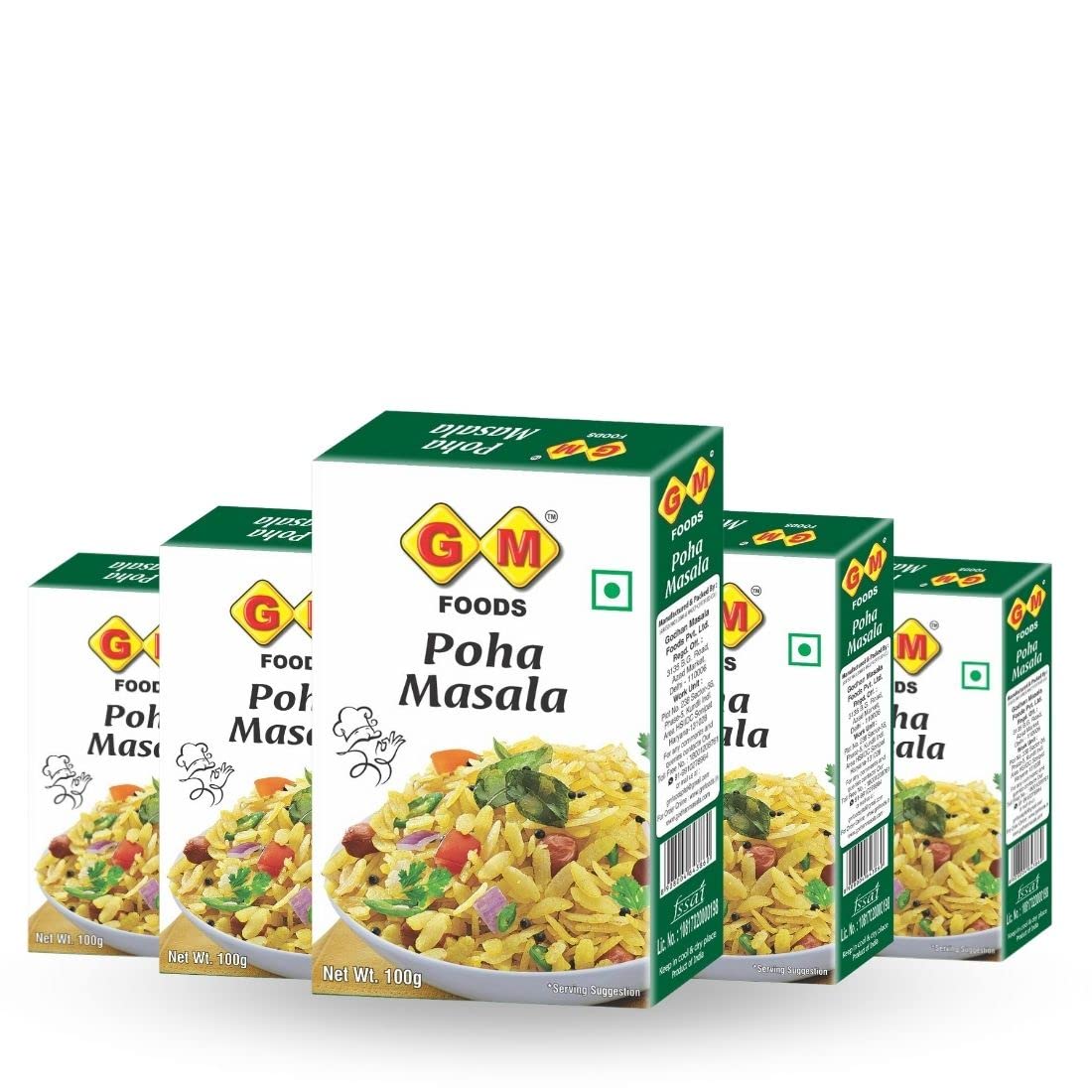 GM Foods Poha Masala Powder Instant Mix 100g (Pack of 5) | Authentic Indian Poha Powder | Chatpata Masala for, Raita, Fruit Chaat & Pakoras | No MSG