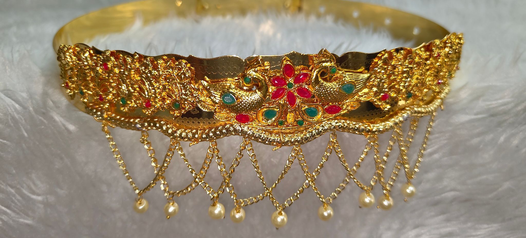 Gold Plated Traditional Indian Marathi Nath With Pearls